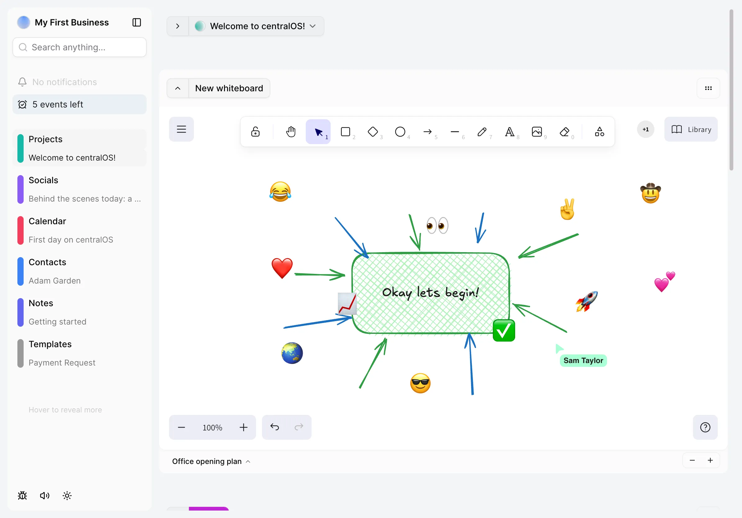 centralOS workspace screenshot